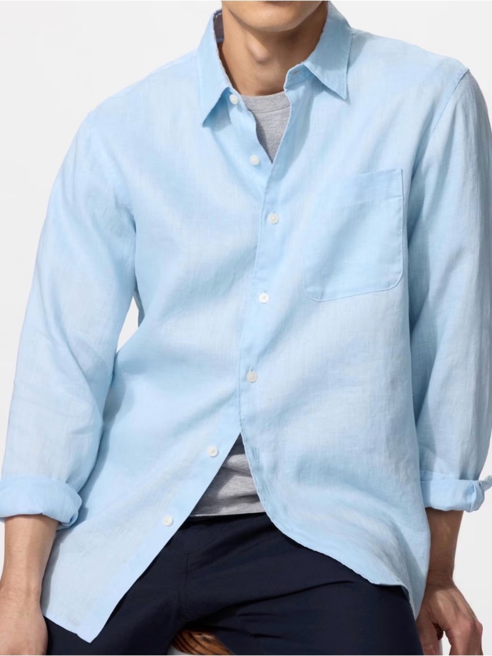 Uniqlo Pale Blue Collared Button-Down Shirt
